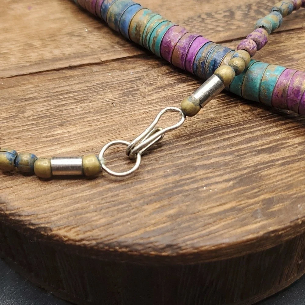 Unique heishi shell african colorful pastel necklace‎ Rare find Overflow